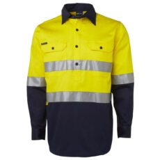 Hivis Long Sleeve Closed Front (D+N) Cotton Drill Shirt